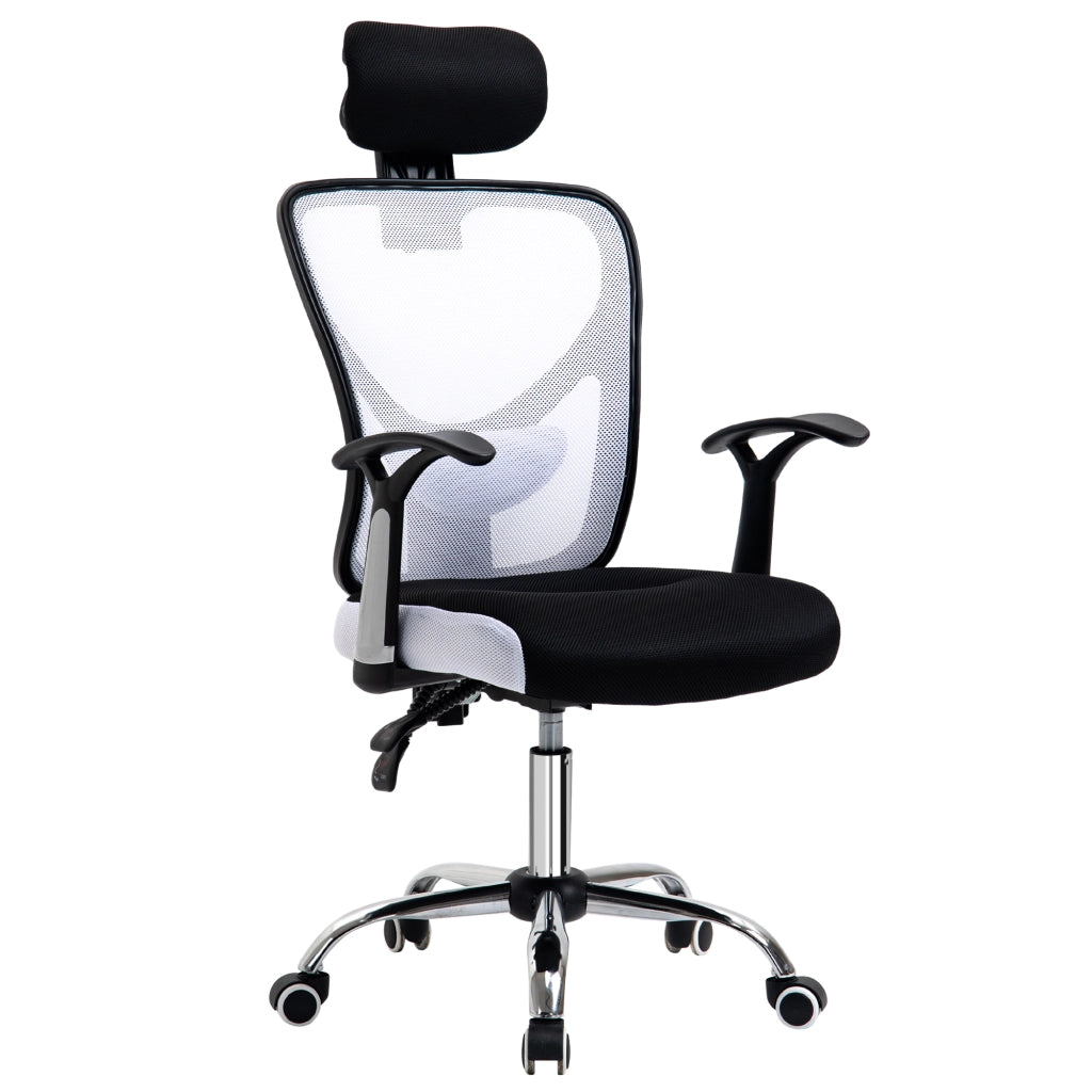Sedia da ufficio in mesh ¨C zephmum ¨C regolabile in altezza, schienale reclinabile, 62x67x118 cm, nero e bianco