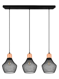 Lampada a Sospensione da Interno Attacco E27 in Metallo Nero Opaco