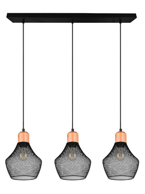 Lampada a Sospensione da Interno Attacco E27 in Metallo Nero Opaco