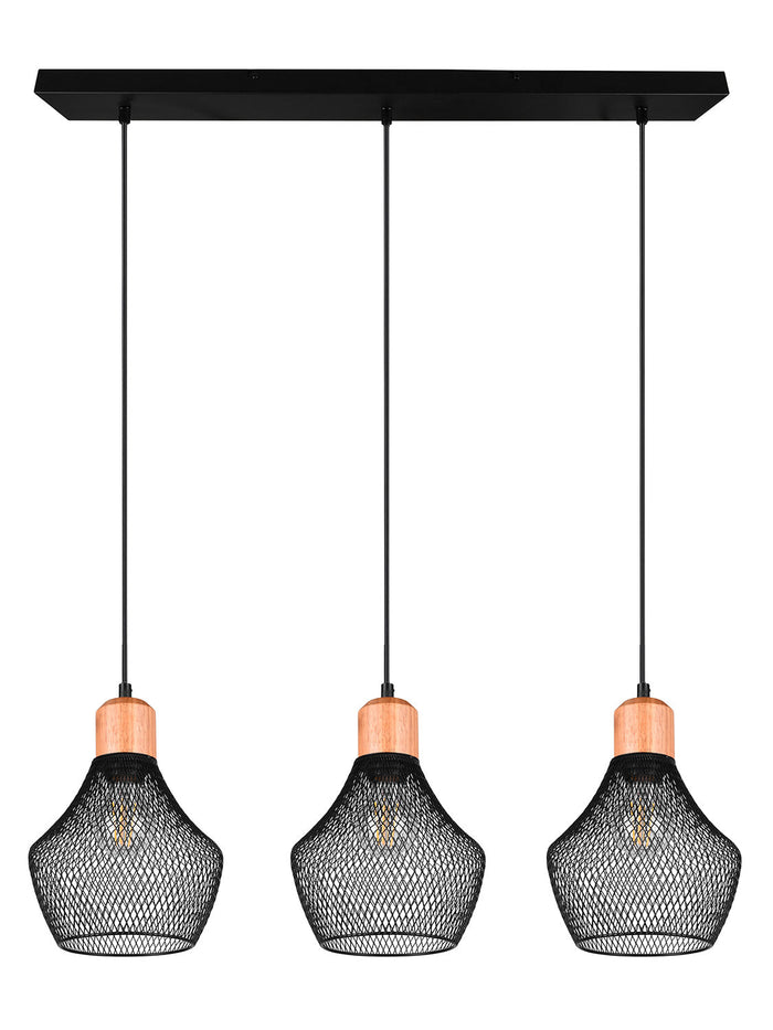 Lampada a Sospensione da Interno Attacco E27 in Metallo Nero Opaco