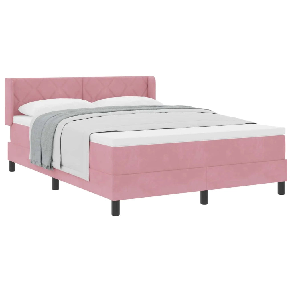 Letto a molle con testiera Rosa 200 x 140 cm Velluto 3341527