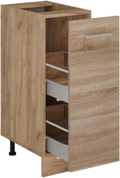 Vicco Mobiletto base per cucina R-Line, Sonoma, 40 cm con cassetti, PL Rovere
