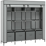 Armadio Portatile con 10 Compartimenti, 2 Rack e 4 Cassetti ¨C Zephmum ¨C Grigio 166x42.5x169.5 cm