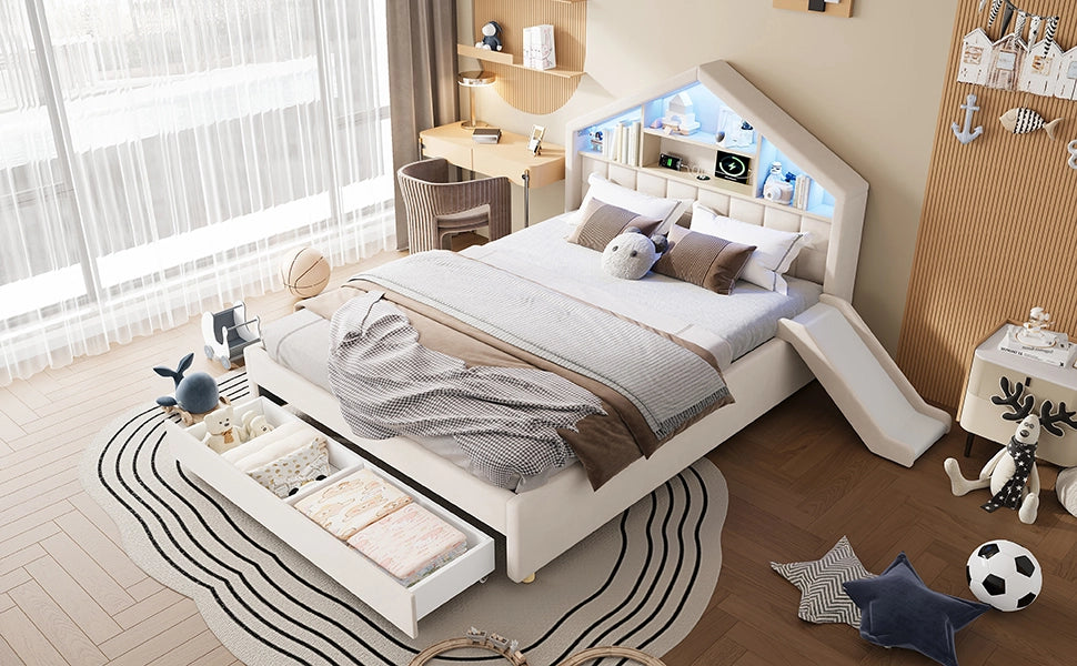 letto per bambini velluto beige 206 x 213 cm