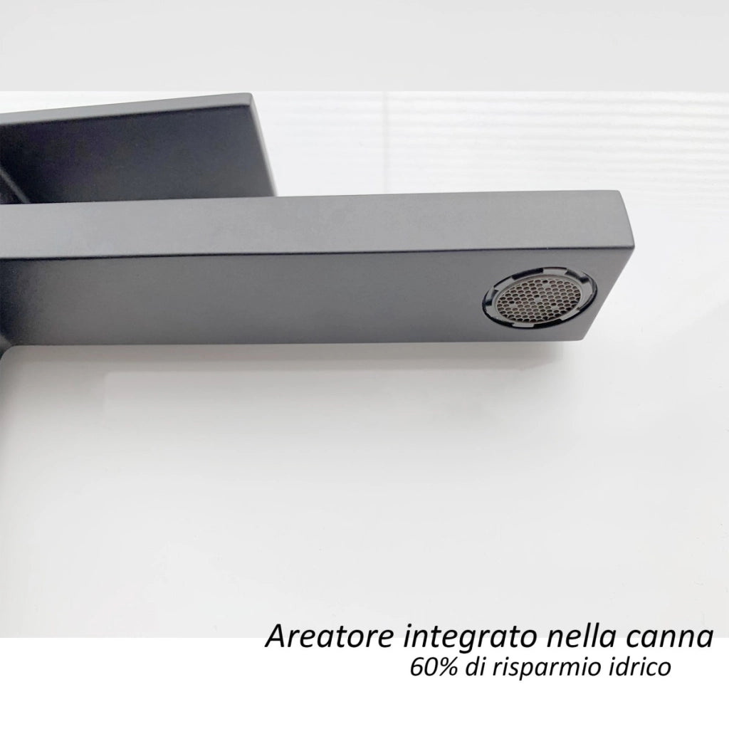 Miscelatore lavabo bocca lunga nero opaco total black manhattan