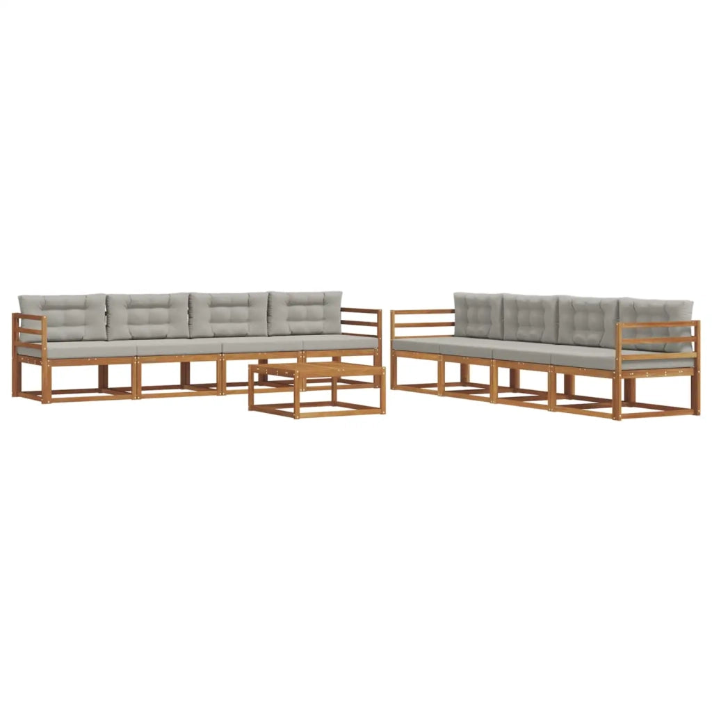 Set di divani da esterno 9 pcs Grigio Naturale e Chiaro 3367354