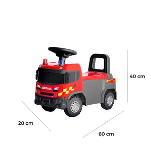 Camion dei Pompieri Cavalcabile 60x28x40 cm per Bambini Scania Rosso