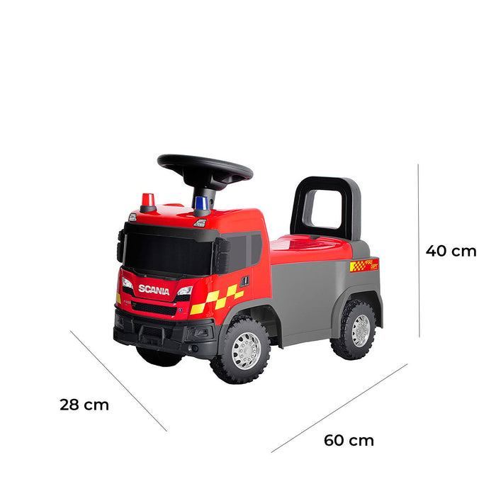 Camion dei Pompieri Cavalcabile 60x28x40 cm per Bambini Scania Rosso
