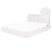 Letto matrimoniale ad acqua imbottito in tessuto boucle bianco 160x200 cm Vinay