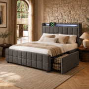 letto imbottito legno grigio 180x200 cm