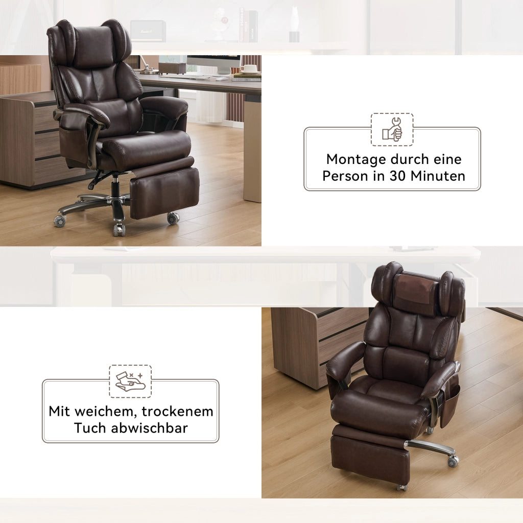 SEDIA Ufficio massaggiante reclinabile 88x70x112,5 cm PU Marrone