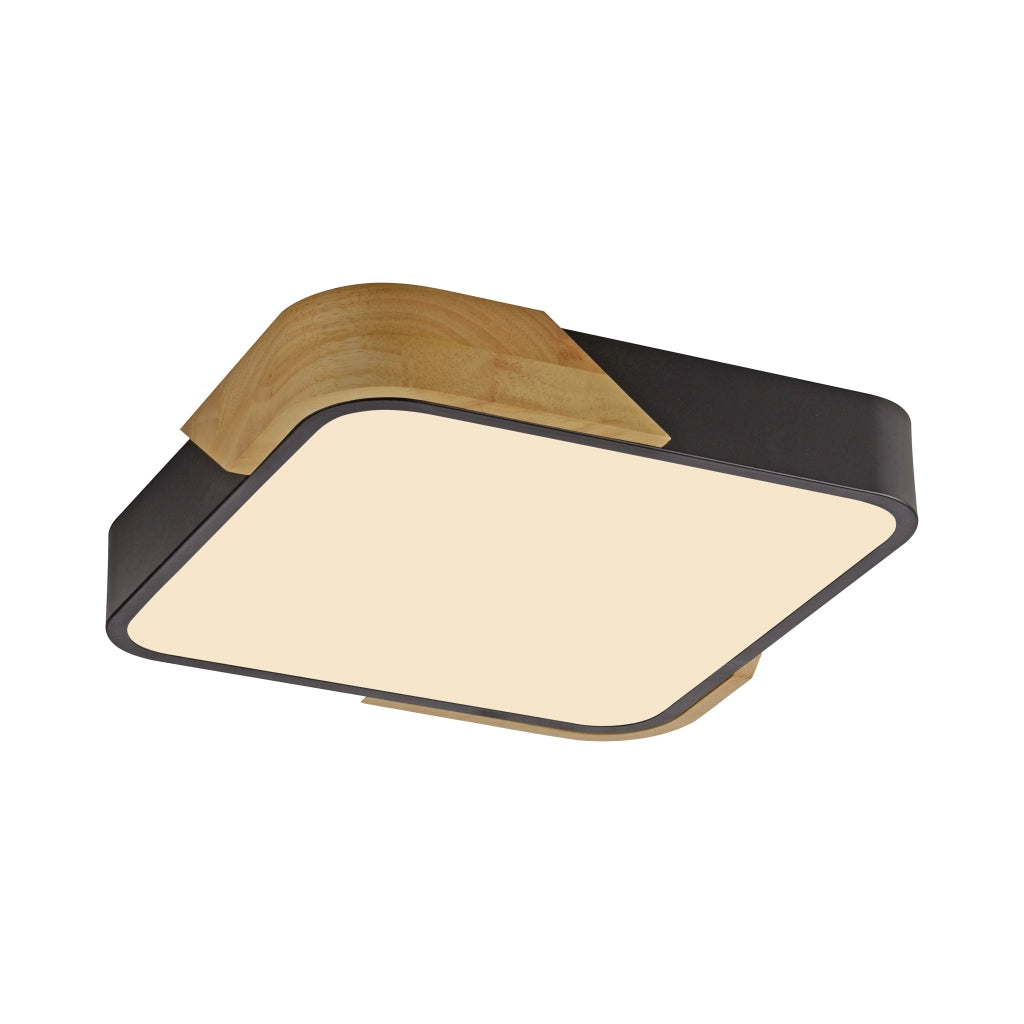 Plafoniera quadrata 32cm nera/legno LED 24W BILA Just Light