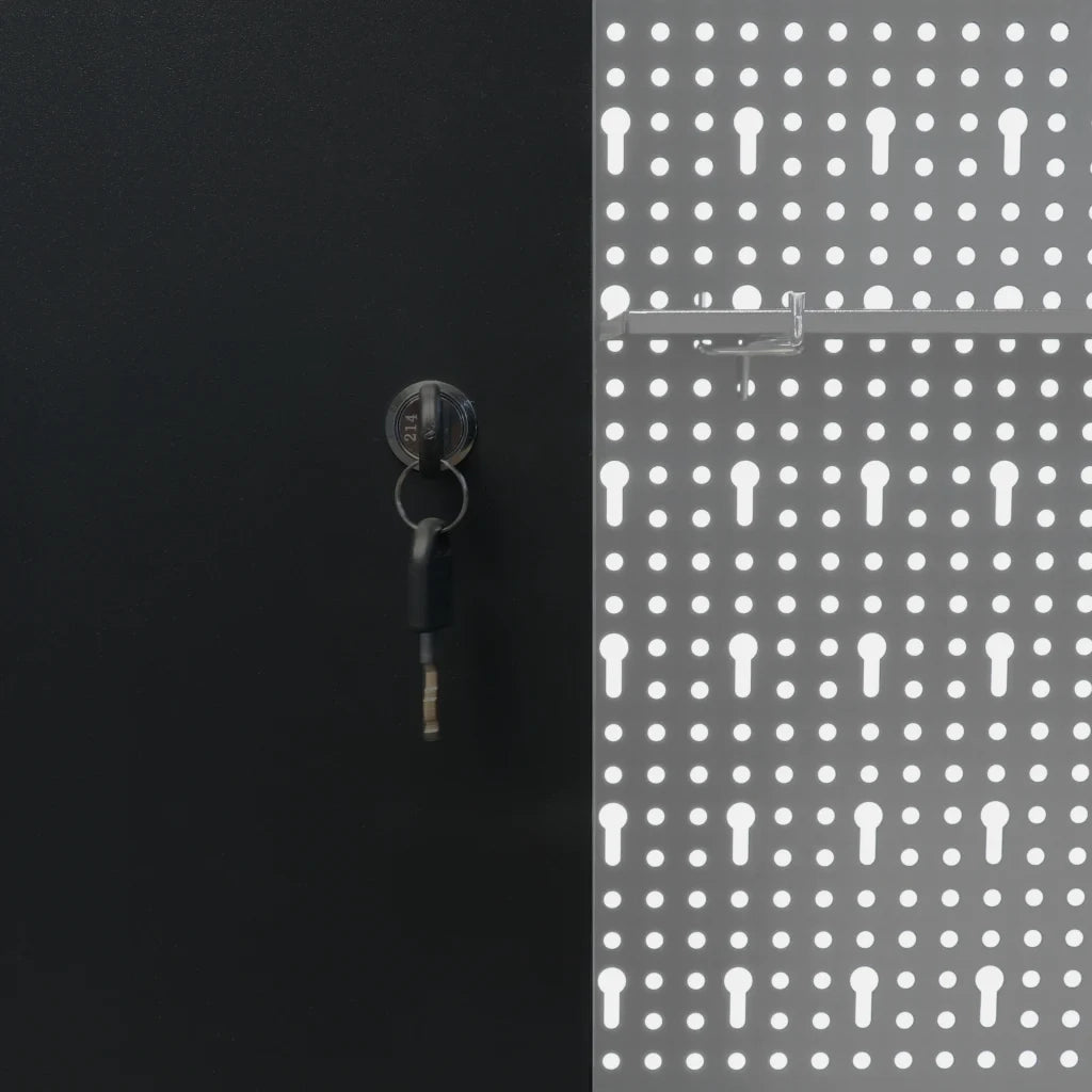 Armadio a Parete Stile Industriale in Metallo Grigio Nero 145366