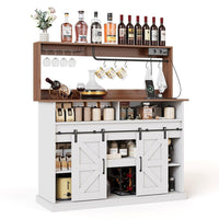 Bar ¨¤ caf¨¦ rustico con porta-bicchieri e prese elettriche - Xylo - 120 cm