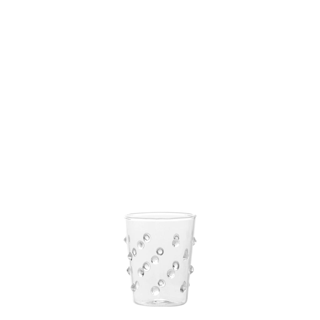 Zafferano Set 6 Bicchieri Party Tumbler Junior in Vetro Borosilicato Trasparente con Decorazione a Pois Colorati per Servizio Liquori e Salse