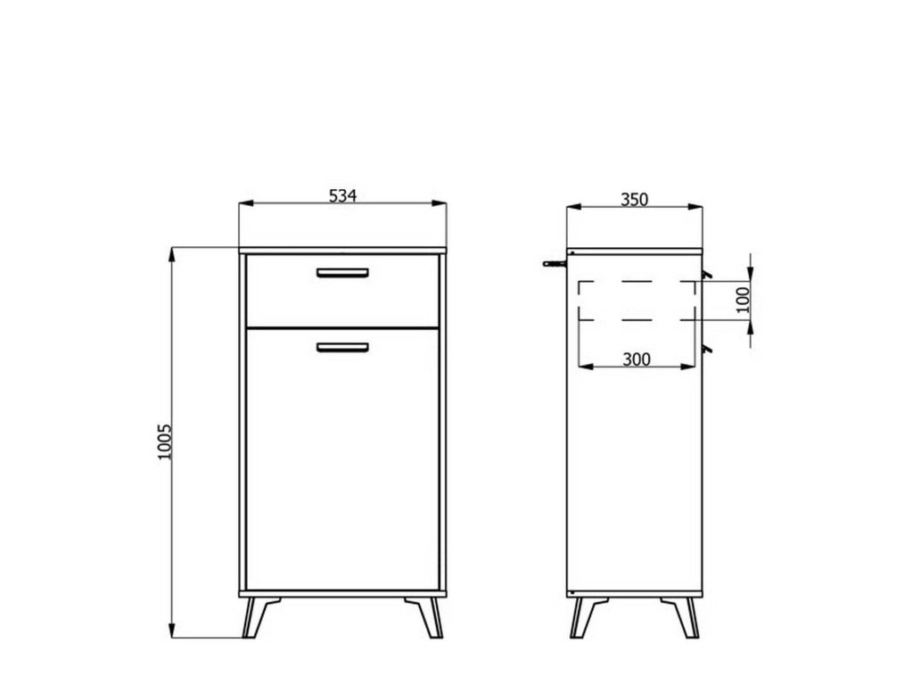 Sezzadio, Mobile da Ingresso un Cassetto, 53.5x35x100.5h cm Marrone Rovere
