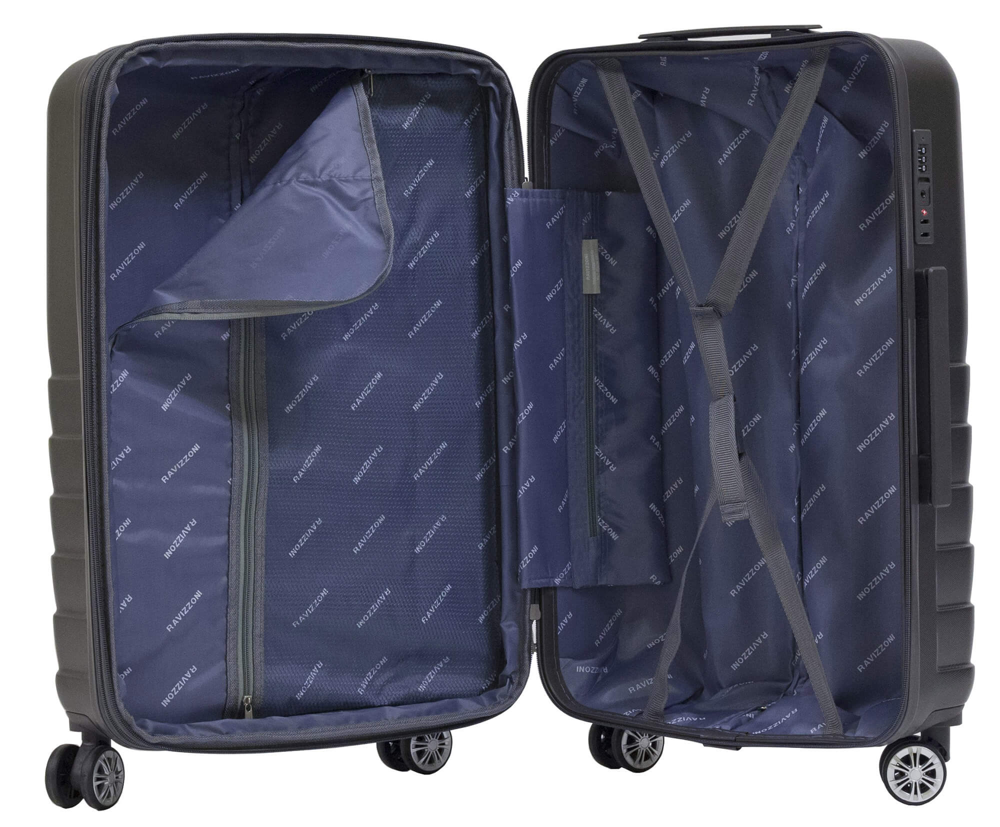 Trolley Valigia Bagaglio a Mano Rigida in ABS 4 Ruote TSA Ravizzoni Titanio Grigio