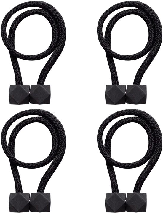 Set di attacchi decorativi per tende, 4 pezzi, magnetici, per tende in tessuto, adatto per arredamento domestico e ufficio (nero).