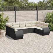 Set Divani da Giardino 9 pz con Cuscini Nero in Polyrattancod mxl 112800