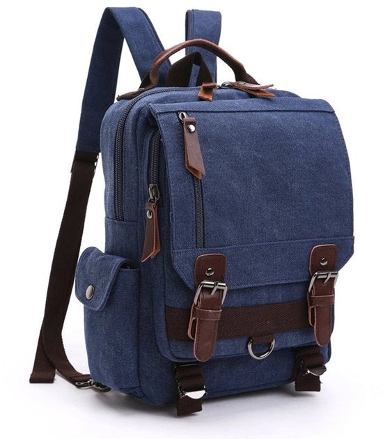 Borsa da lavoro per uomo e donna in tela canapa, borsa da posta per lavoro e scuola (blu scuro)