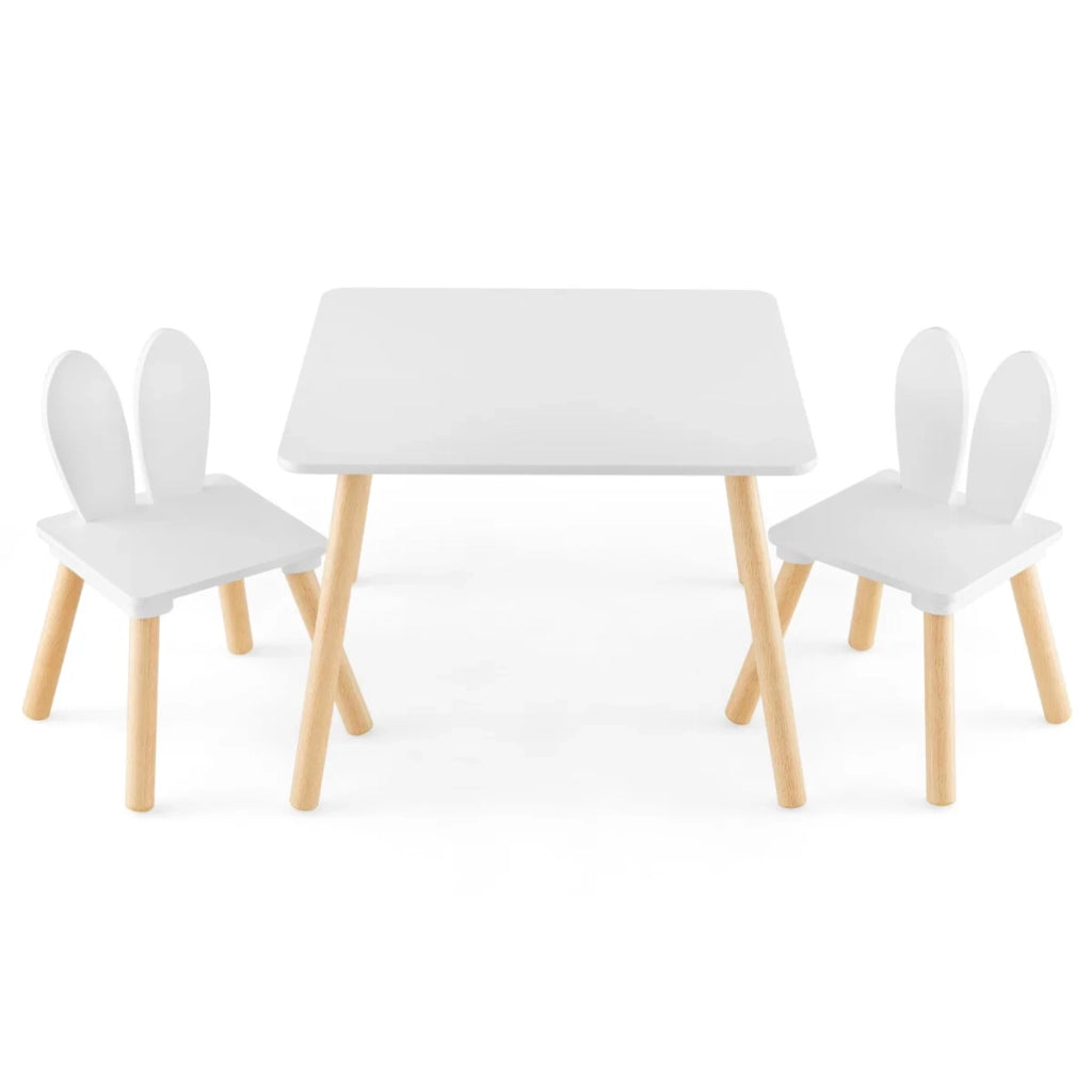 Set composto da 1 tavolo e 2 sedie per bambini 62 x 60 x 43 cm design ergonomico per mangiare e giocare design grazioso MDF bianco 20_0019122