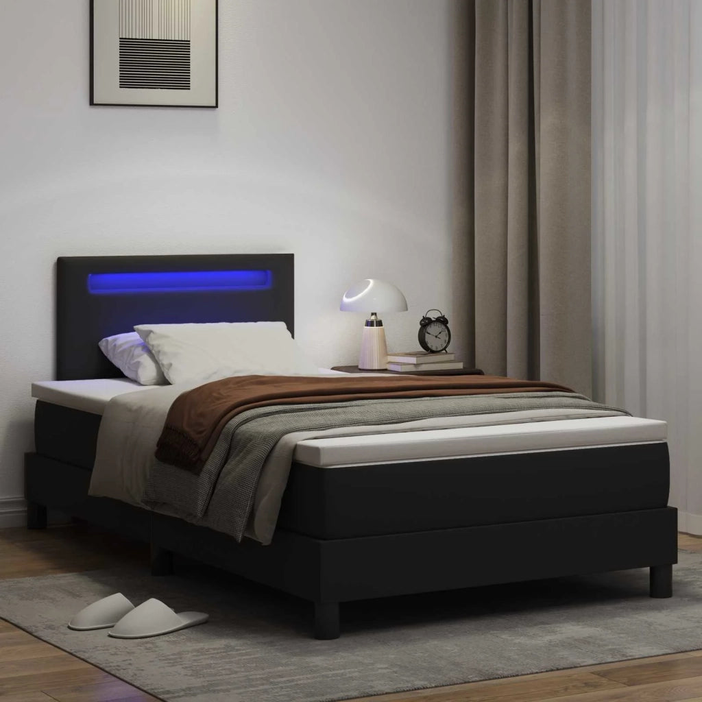 Letto a molle con materasso Nero 120 x 200 cm Pelle sintetica 3339044