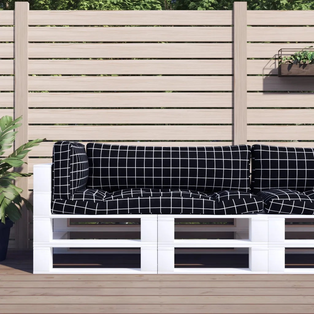 Cuscini per Pallet 3 pz | Cuscini per sedie Motivo a Quadri Nero in Tessuto Oxford