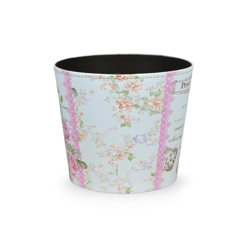 Vasi caspò cestino in plastica fantasia fiori rosa cm 19 x 15x h 17 set da 3
