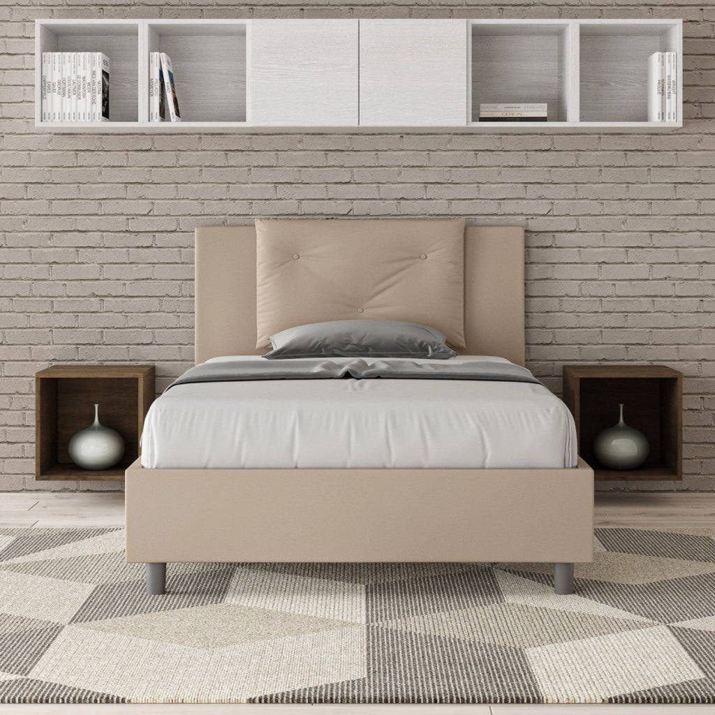Letto 1 Piazza e Mezzo 120x190 cm con Rete e Contenitore Appia Tortora