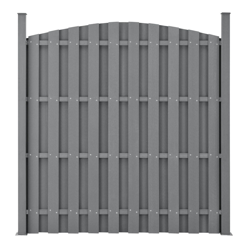 Recinzione frangivento/schermo per la privacy a semicerchio in legno composito WPC 5 pezzi 185 x 932 cm grigio 03_0006597