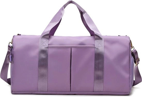 Sporttas per uomo/donna Trolley leggero con contenitore per scarpe Borsa impermeabile a sacco a pelo per viaggi, weekend, bodybuilding, esterno, allenamento - viola