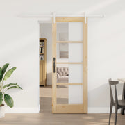 Set Porta Scorrevole  con Hardware 73.5x198.5 cm Legno Massello di Pino
