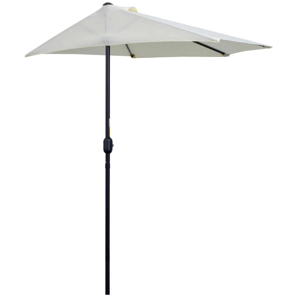 Ombrellone Mezzaluna con Apertura a Manovella ¨C zephmum ¨C Beige 260x135 cm