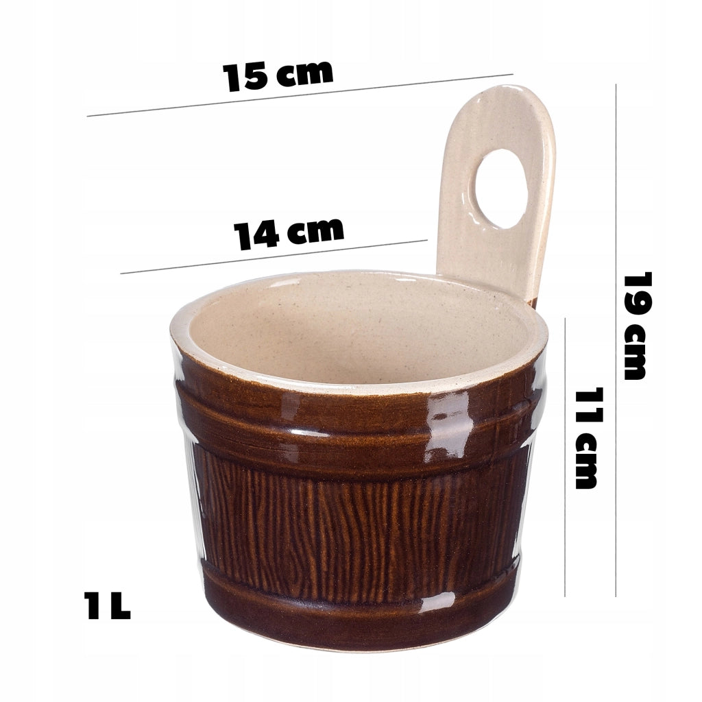 Pentola in gres KADAX con misurino per latte, contenitore per alimenti da 1 litro, gres, Polonia