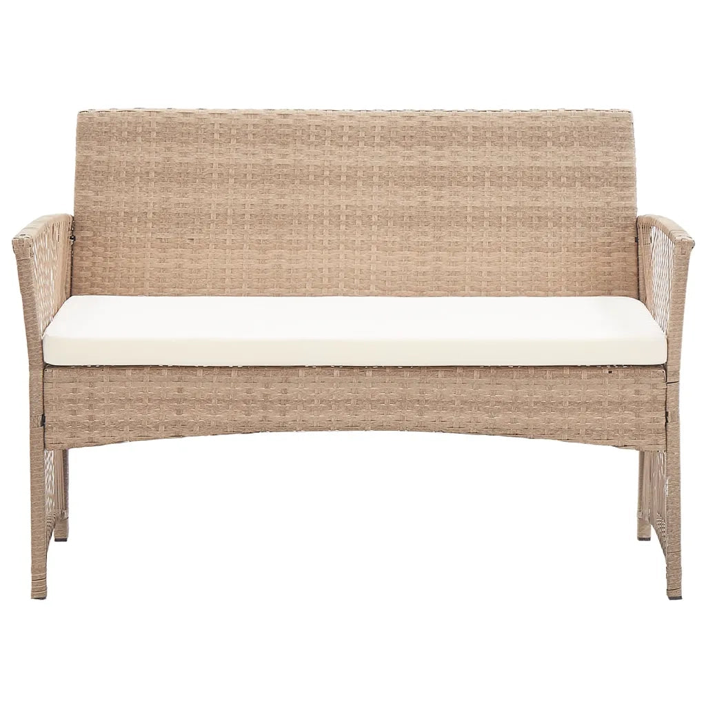 Set Divani da Giardino 4 pz | Set Salotto da Giardino con Cuscino in Polyrattan Beige