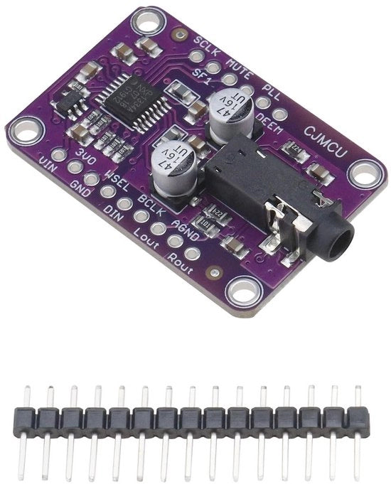 Decoder modulo stereo I2S per applicazioni audio - Alta qualità audio - Colore blu - Lettore media audio - Compatibile con Arduino - UDA1334A