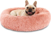 Cuscino Calmante per Cani e Gatti Ø80 cm con Piuma Finta Felpa - Cuscino Anti-Stress Donut