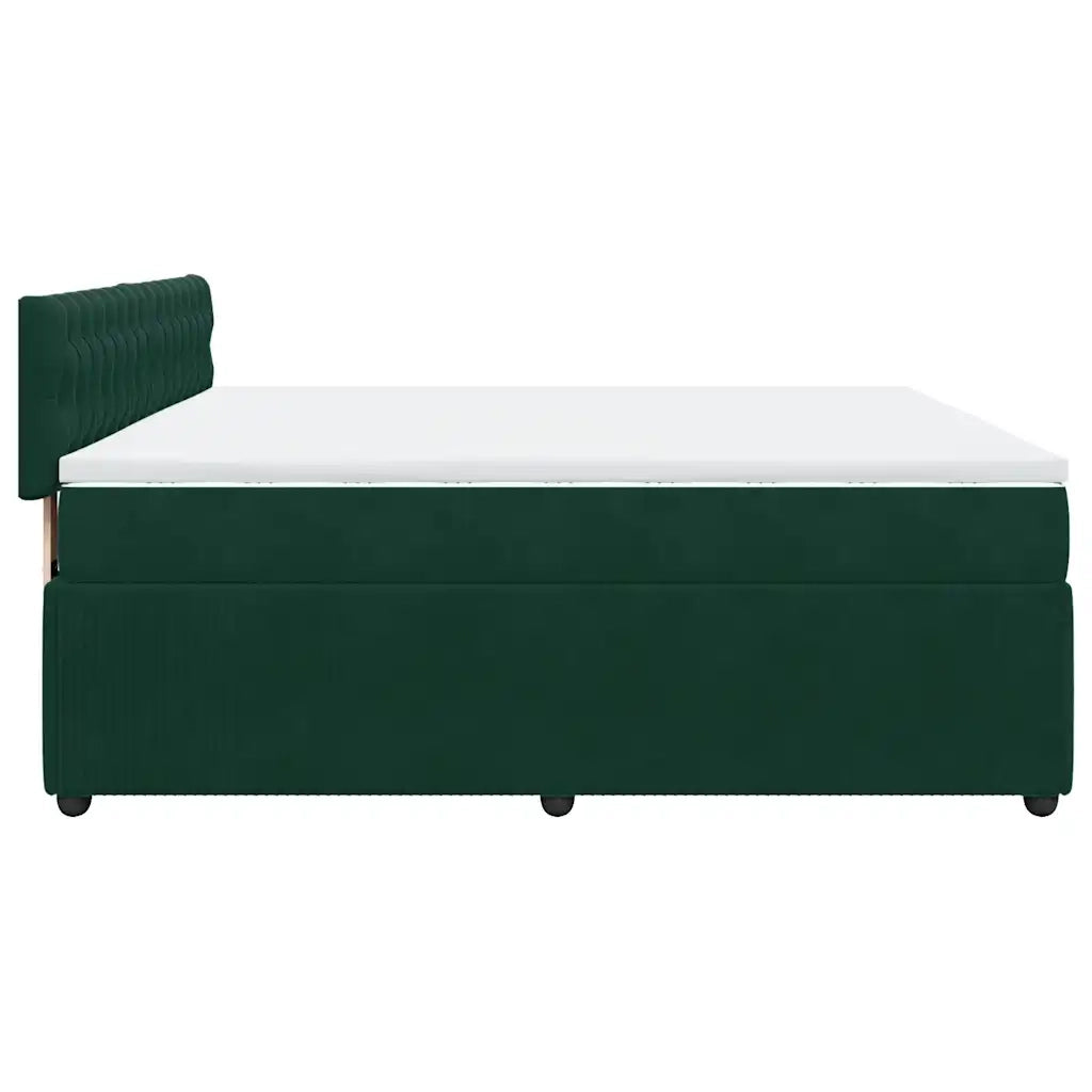 Giroletto a Molle con Materasso Verde Scuro 180x200 cm Velluto
