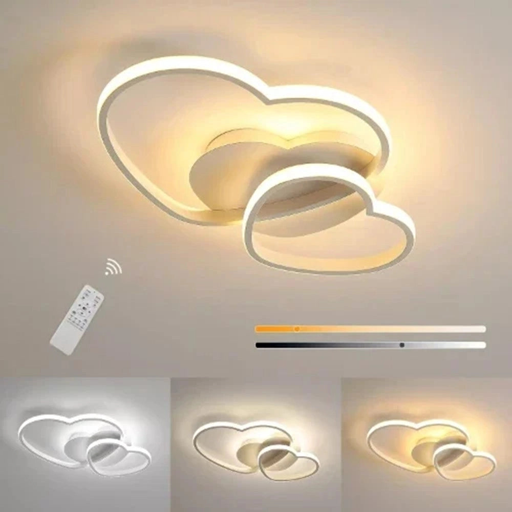 Trade Shop - Plafoniera Lampada Led Design Doppio Cuore Bianco 25w 3 Colori Di Luce Cct Pn-05b3c -