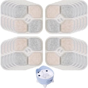 Filtro per fonte di acqua per gatti, 30 pezzi filtro di ricambio per fonte di acqua, 15 pezzi filtro a carbonio e 15 pezzi filtro schiuma, filtro di ricambio quadrato per gatti e cani con carbone attivo.