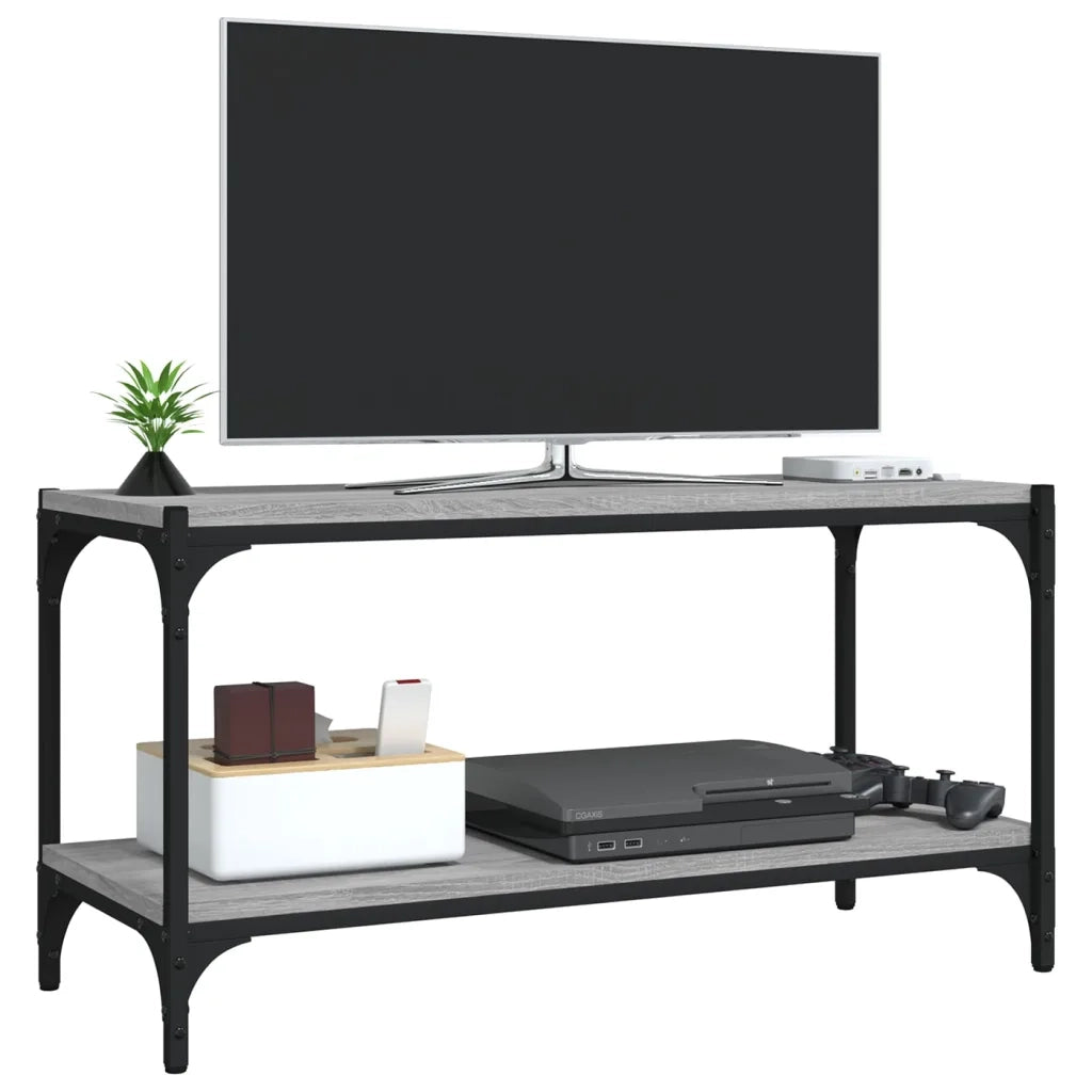 Mobile TV Grigio Sonoma 80x33x41 cm Legno Multistrato e Acciaio 819335