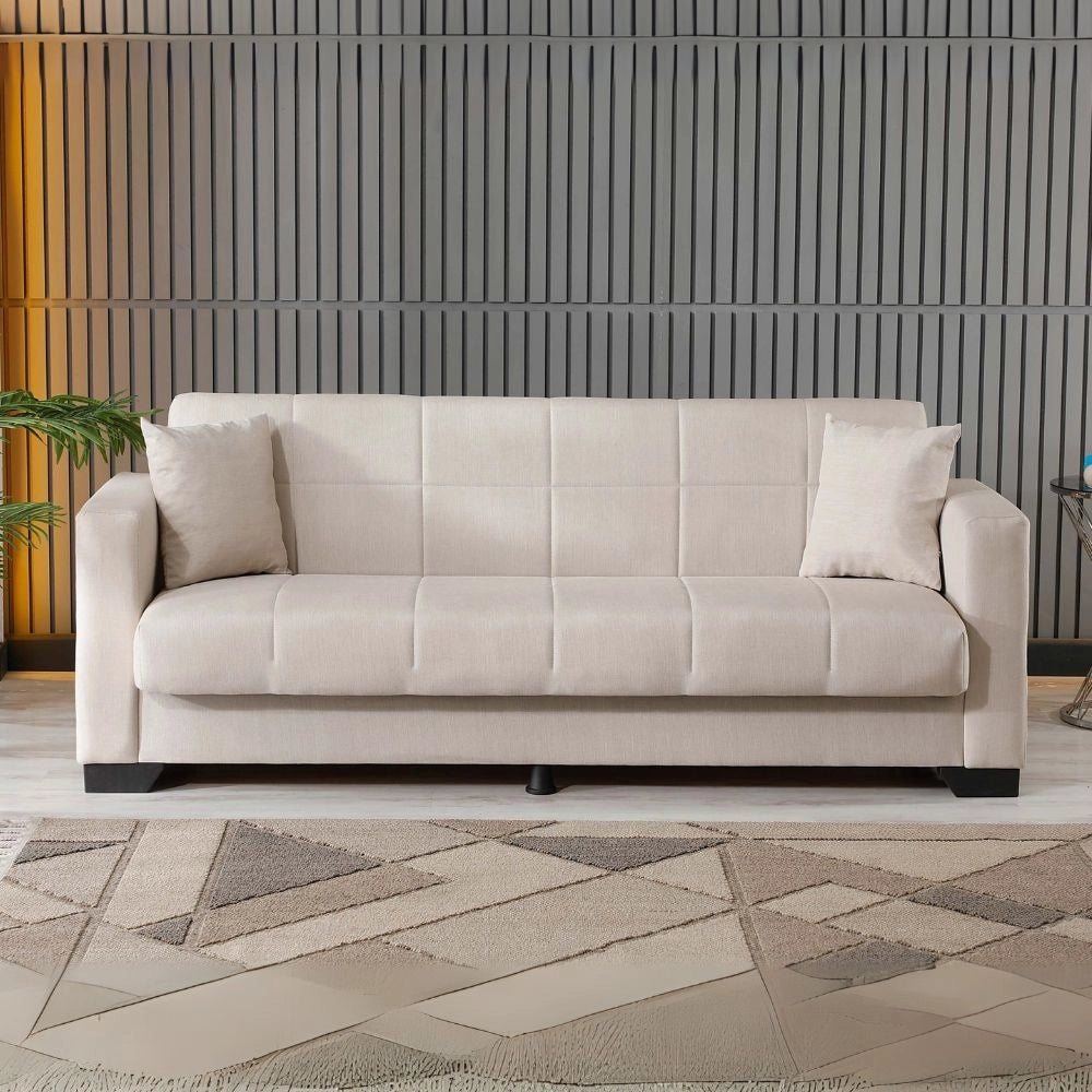Divano letto Moon con contenitore colore Crema 213x81x83H