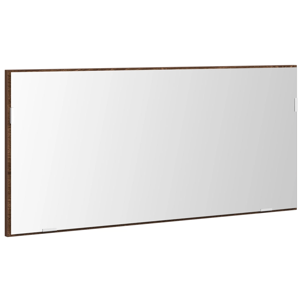 Cabinet del Bagno  con Specchio e Luce LED Rovere Marrone 80x37 cm