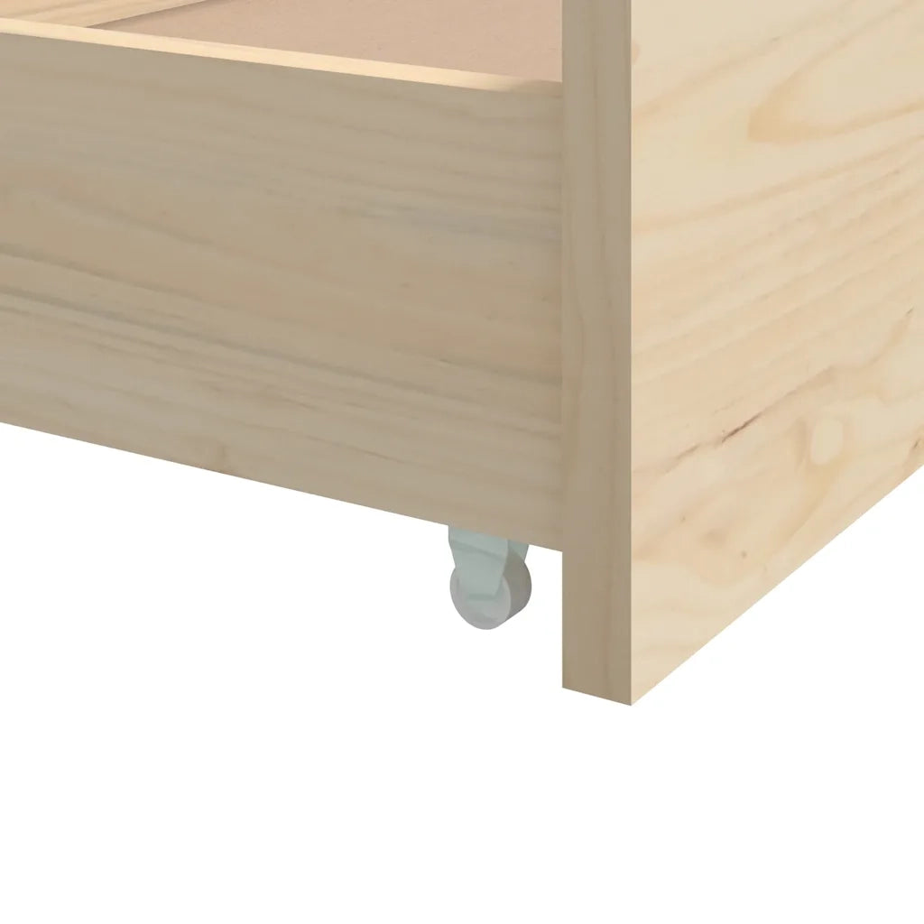 Letto singolo | Letto per adulti | Giroletto con Cassetti in Legno Massello di Pino 90x200 cm