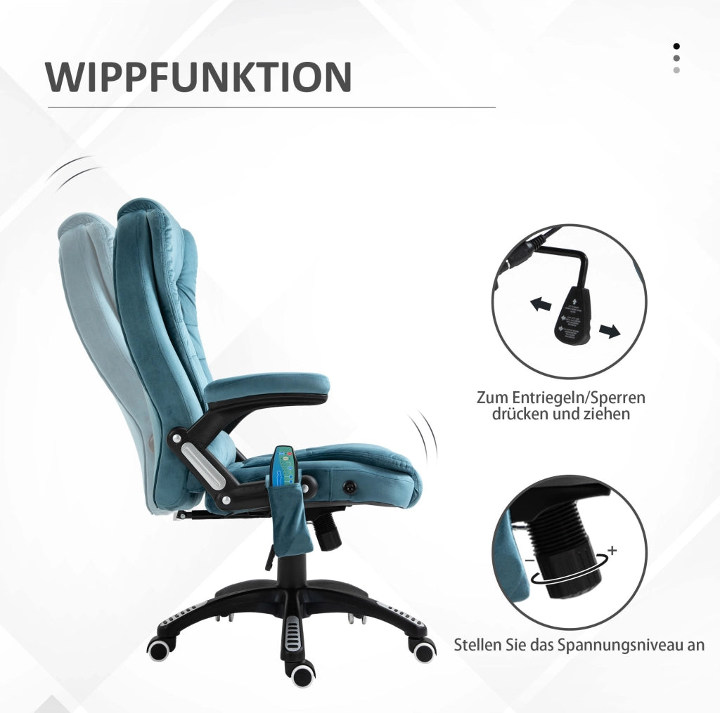 Sedia da ufficio blu con massaggio e calore