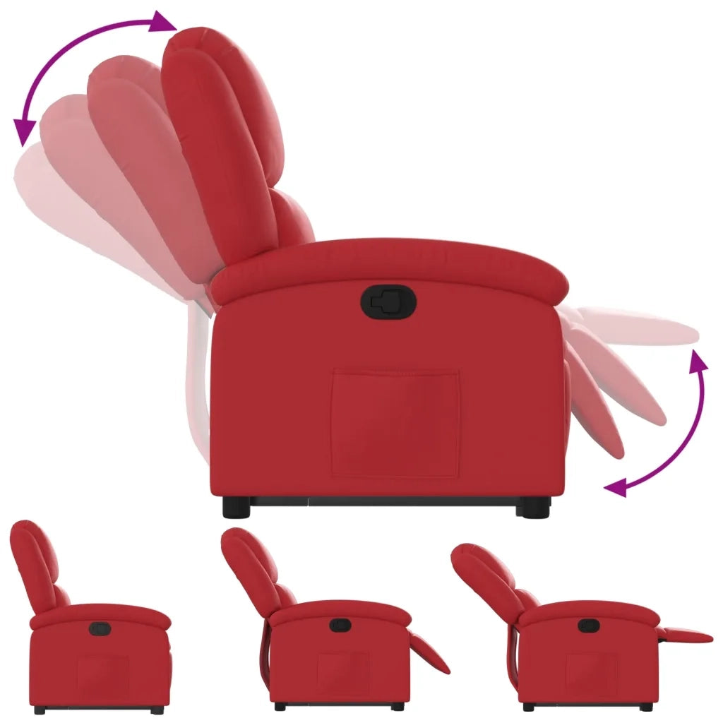 Poltrona | Sedia Relax Alzapersona Reclinabile Rosso in Similpelle