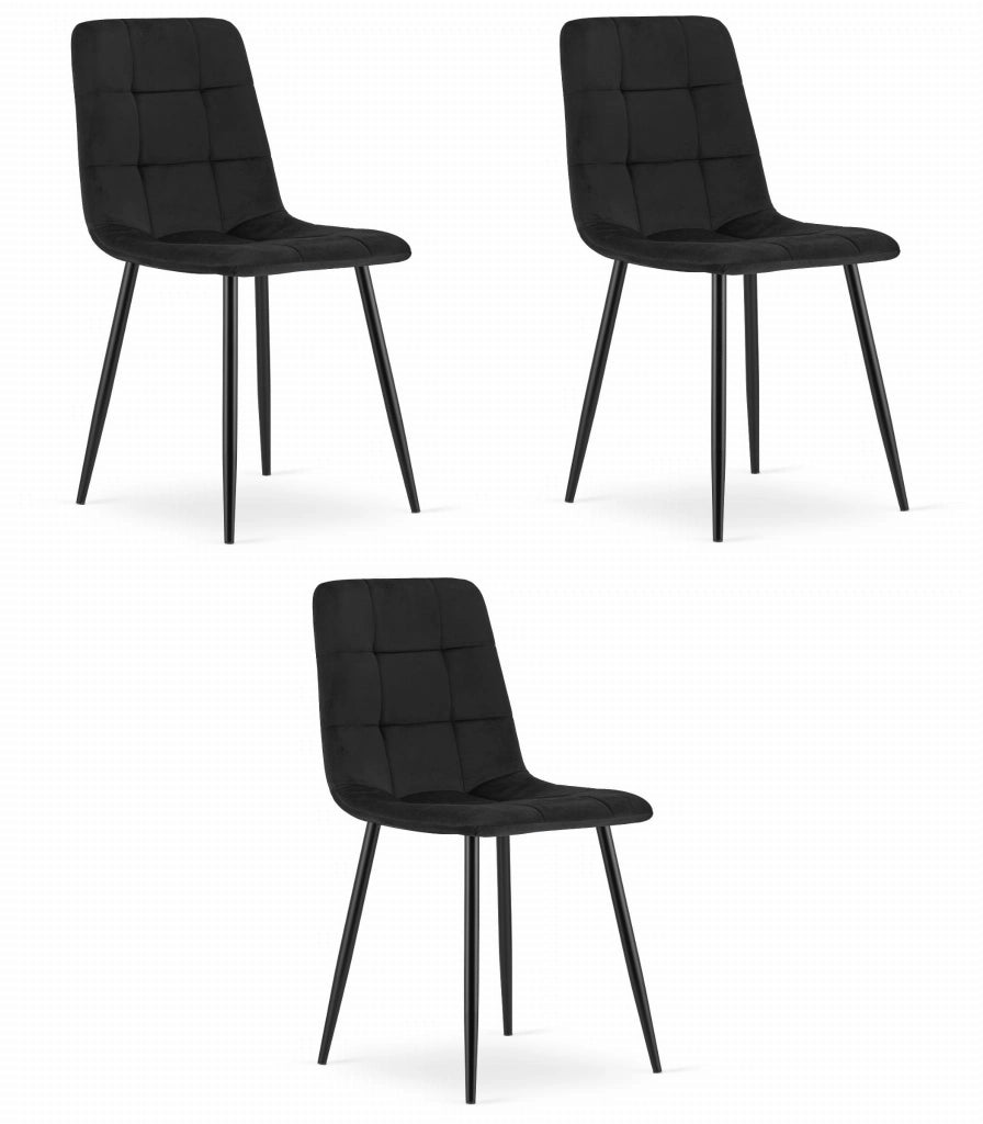 Sedia Valora PYRA in velluto nero dal design moderno per soggiorno x3