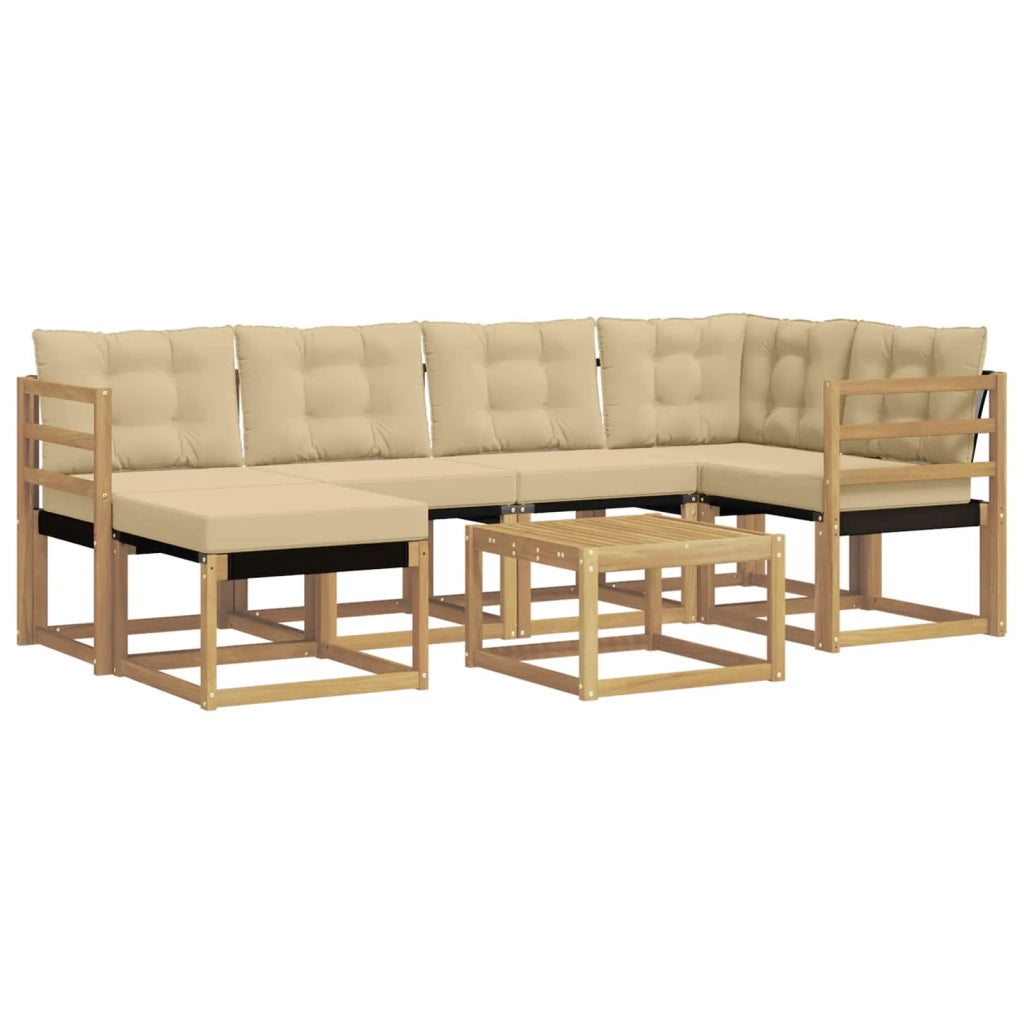 Set di divani da esterno con cuscino 7 pcs Bianco e Beige 3389659