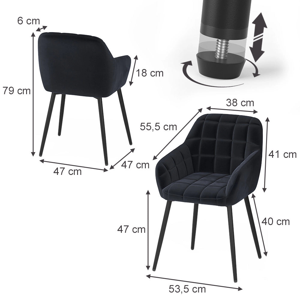 Vicco sedie Nero 53.5 x 55.5 cm