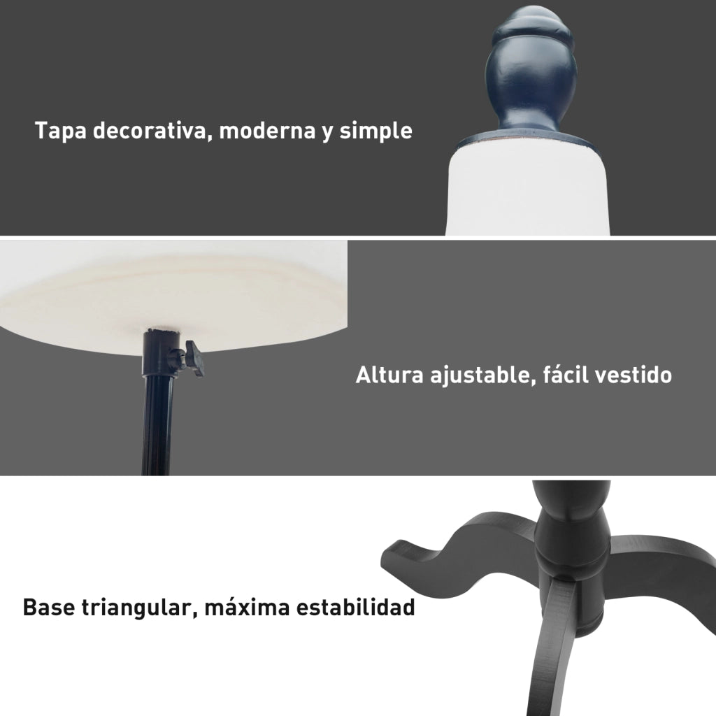 Manichino da Sarto Regolabile ¨C zephmum ¨C Bianco 130-168 cm con Treppiedi in Legno